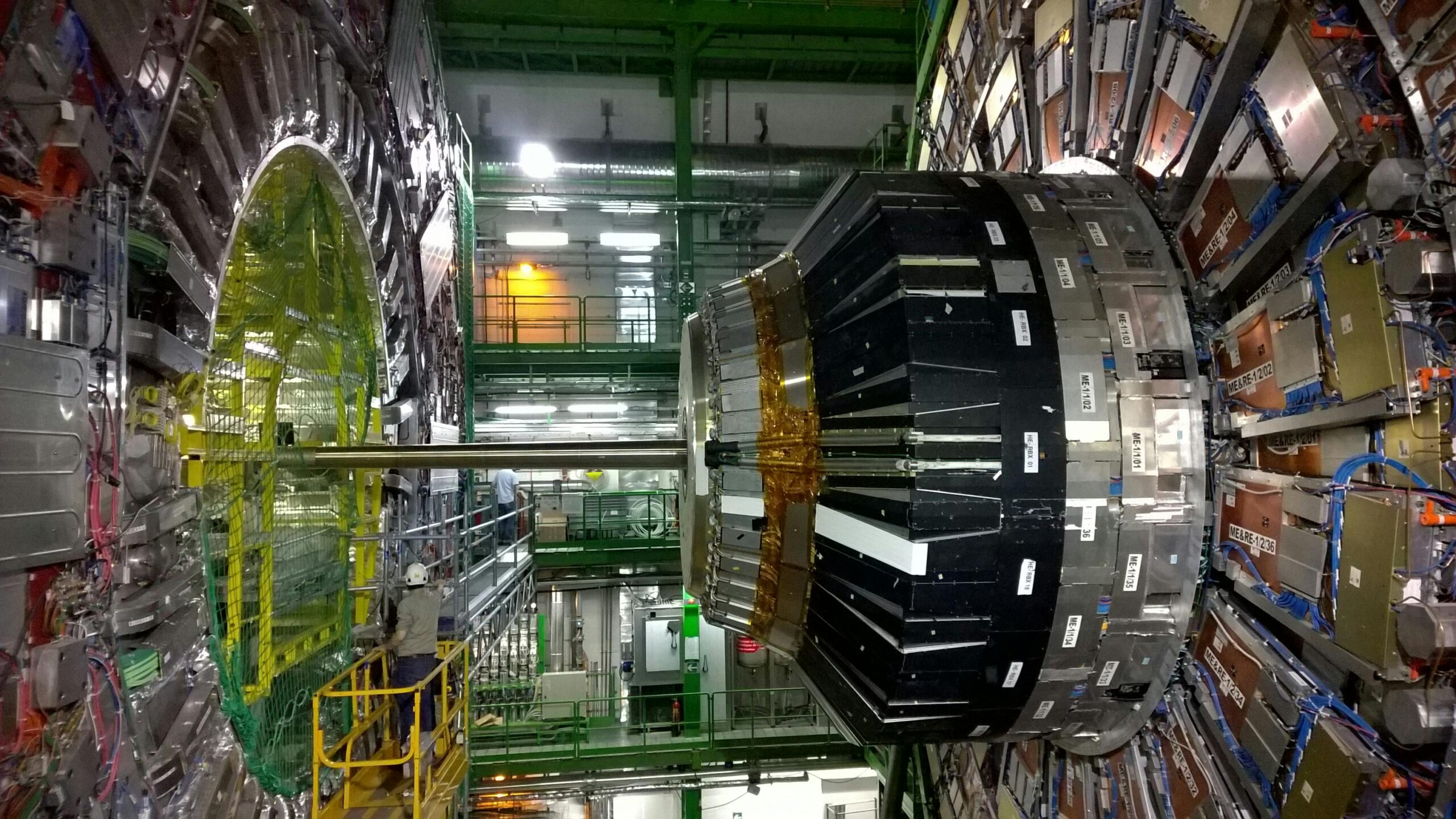 Intricate machinery inside CERN's Large Hadron Collider in Geneva, Switzerland.